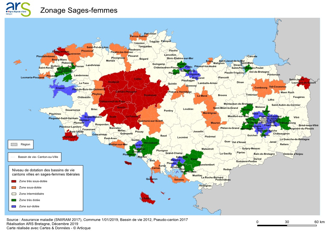 Cartographie zonage sage-femme 2020